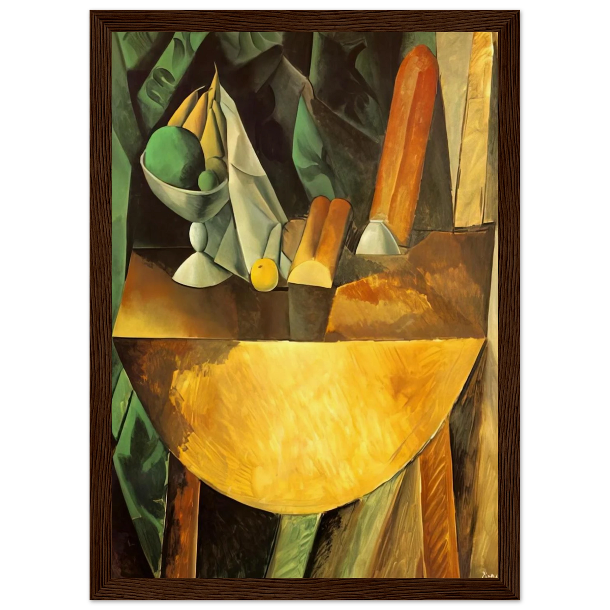 Bread and dish with fruits on the table Framed Poster | Pablo Picasso Framed Prints Wall Art | Pablo Picasso Shop