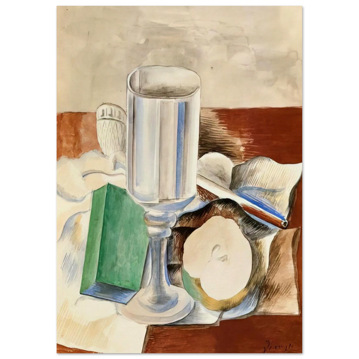 Still life with a Glass and an Apple - 1914 Poster | Pablo Picasso Poster | Pablo Picasso Shop