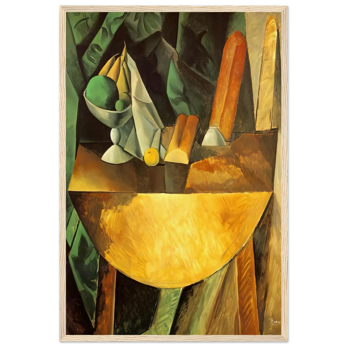 Bread and dish with fruits on the table Framed Poster | Pablo Picasso Framed Prints Wall Art | Pablo Picasso Shop