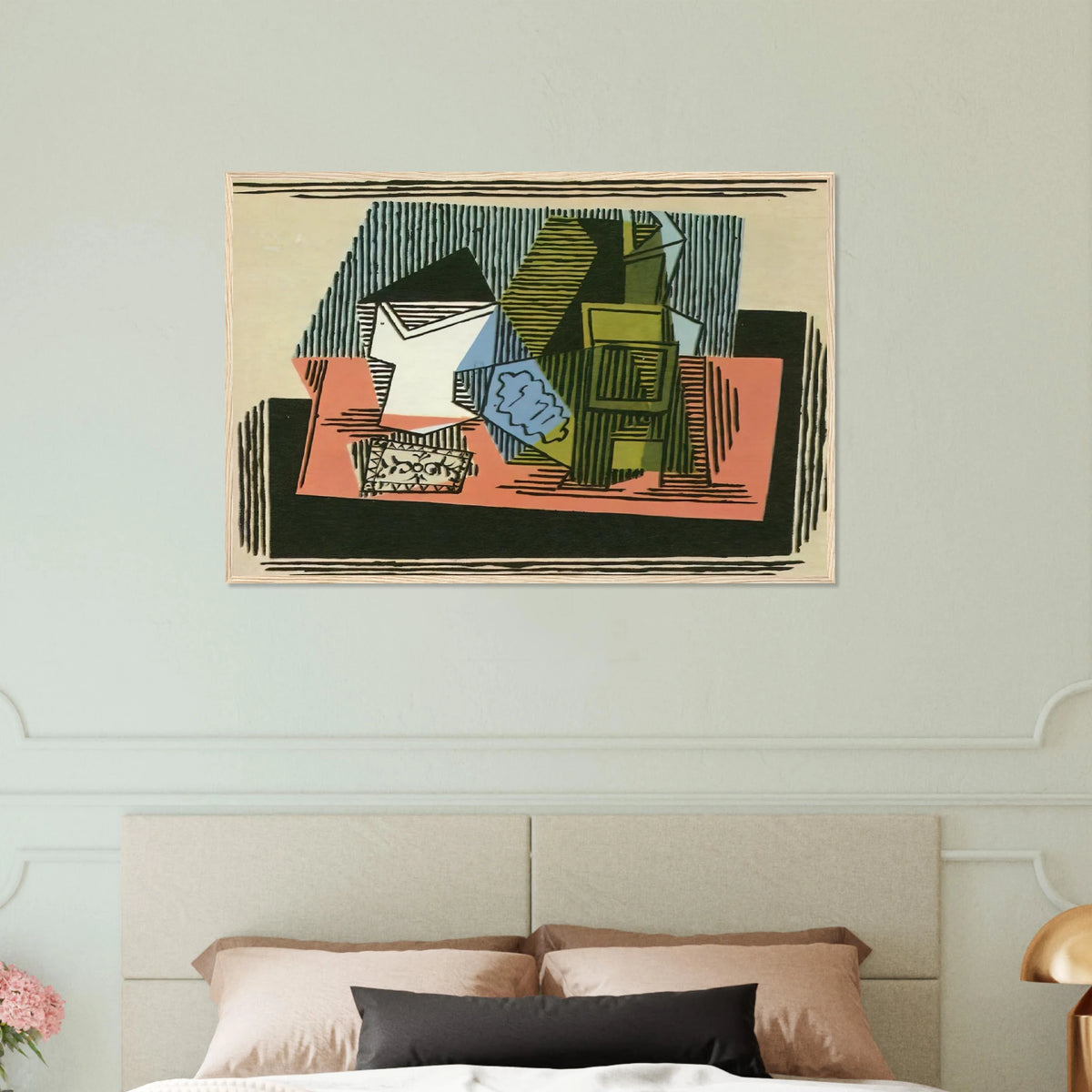 Glass, bottle, packet of tobacco Framed Poster | Pablo Picasso Framed Prints Wall Art | Pablo Picasso Shop